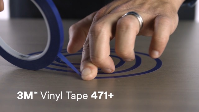 Image of 3M Vinyl Tape 471+, 1 /4 in x 36 yd, Indigo, 1 Roll, Fine Line Tape for Paint Masking Striping, Color Separation and Complex Designs, High-Temperature, Stretch