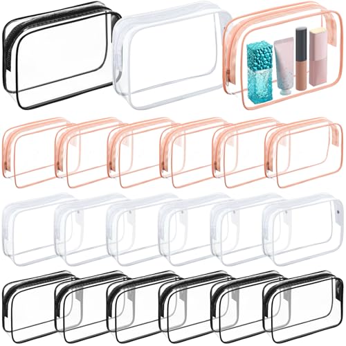 Cunno 60 bolsas de aseo transparentes aprobadas por la TSA, bolsa de aseo de tamaño de cuarto de galón, bolsa de maquillaje de viaje, bolsa de cosméticos, bolsa de transporte compatible con aerolíneas