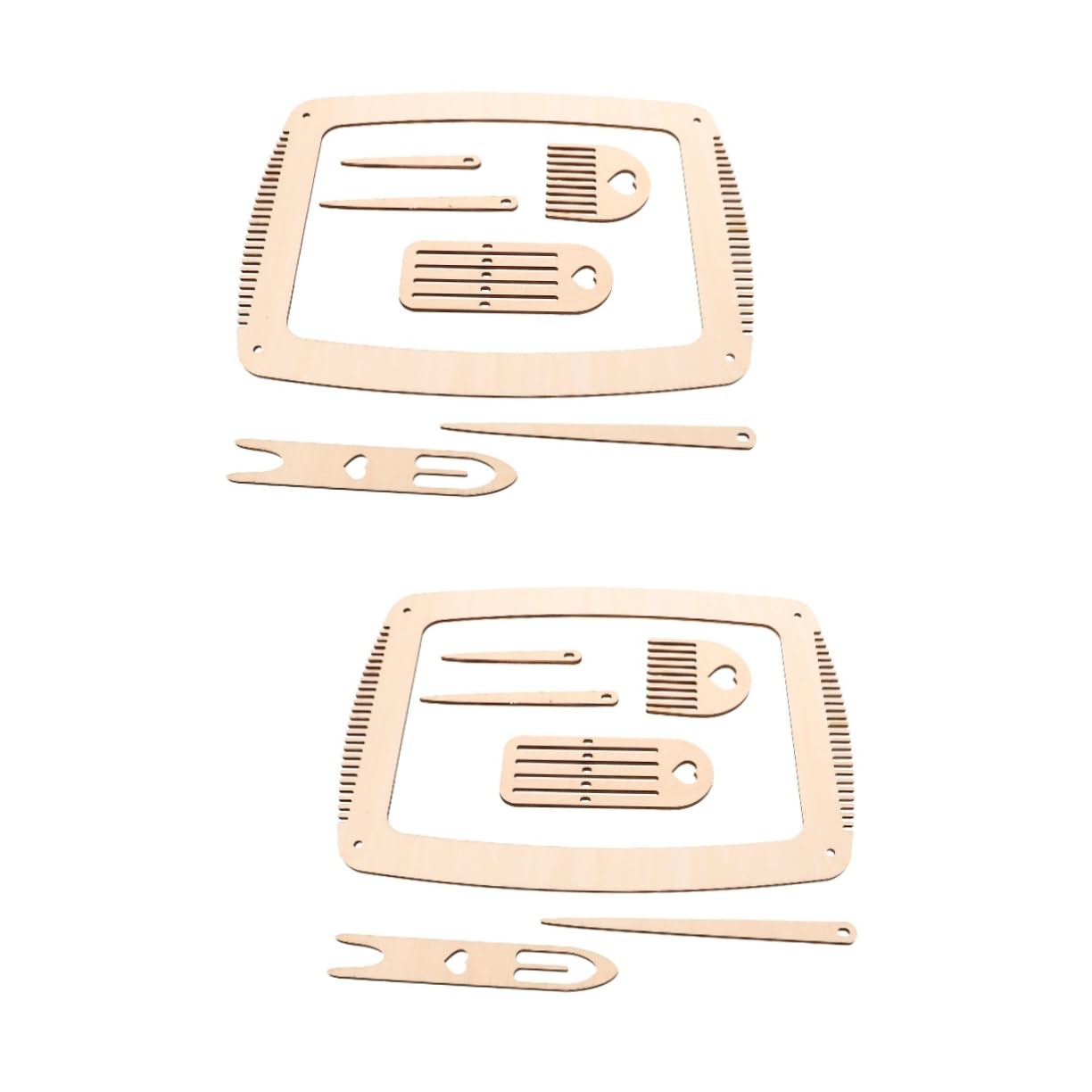 SEWACC 2 Sets Wooden Weaving Knitting Tool Kit Easy to Use for Skill Levels DIY Tapestry Set
