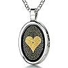 NanoStyle Love Necklace with I Love You inscribed in 120 languages in Miniature Text of Pure Gold on a Romantic Onyx…