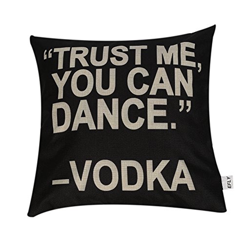 EFLY Vodka Saying Decorative Cotton Linen Square Throw Pillow Case Cushion Cover Shell Pillowcase for Sofa, 18