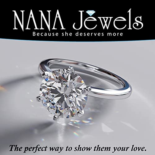 Nana Jewels Matrix 2.00Ct (8Mm) Round Zirconia 6 Prong Solitaire Ring - Platinum Plated Sterling Silver - Size 6 #TOP4