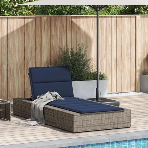 Genérico Tumbona con cojín Flotante ratán sintético Gris,Mobiliario,Muebles de jardín,Asientos de Exterior,Tumbonas-4104209