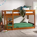 Walker Edison Dante Solid Wood Stackable Jr Bunk Bed, Twin Size, Caramel