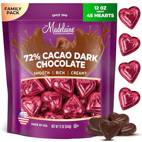Madelaine Dark Chocolate Mini Hearts Candy – 72% Cacao Valentine’s