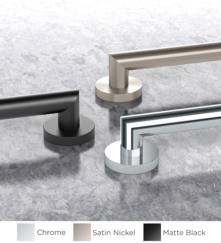 Image of Gatco 968MX Glam 42 inch L Grab Bar, Matte Black /ADA Compliant Stainless Steel Safety Grab Bar for Bathroom