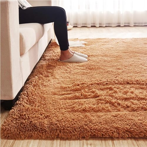 Tapis fourrure synthétique soft moderne 140x160cm marron clair - 5