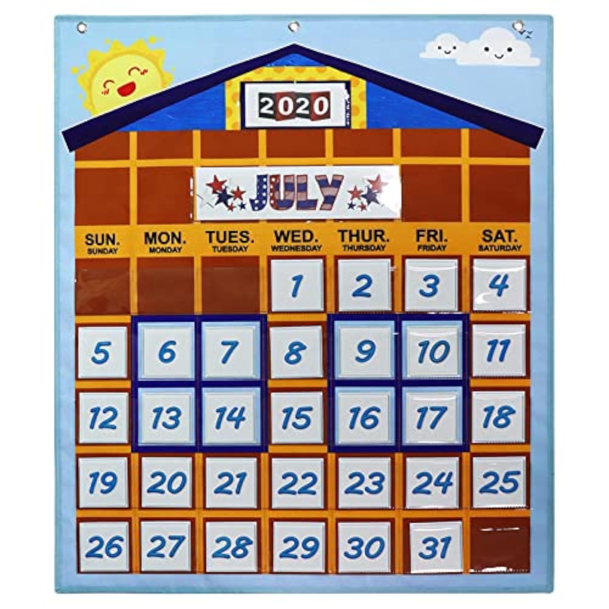 Monthly Wall Calendar Hanging Bag Decoration for Children