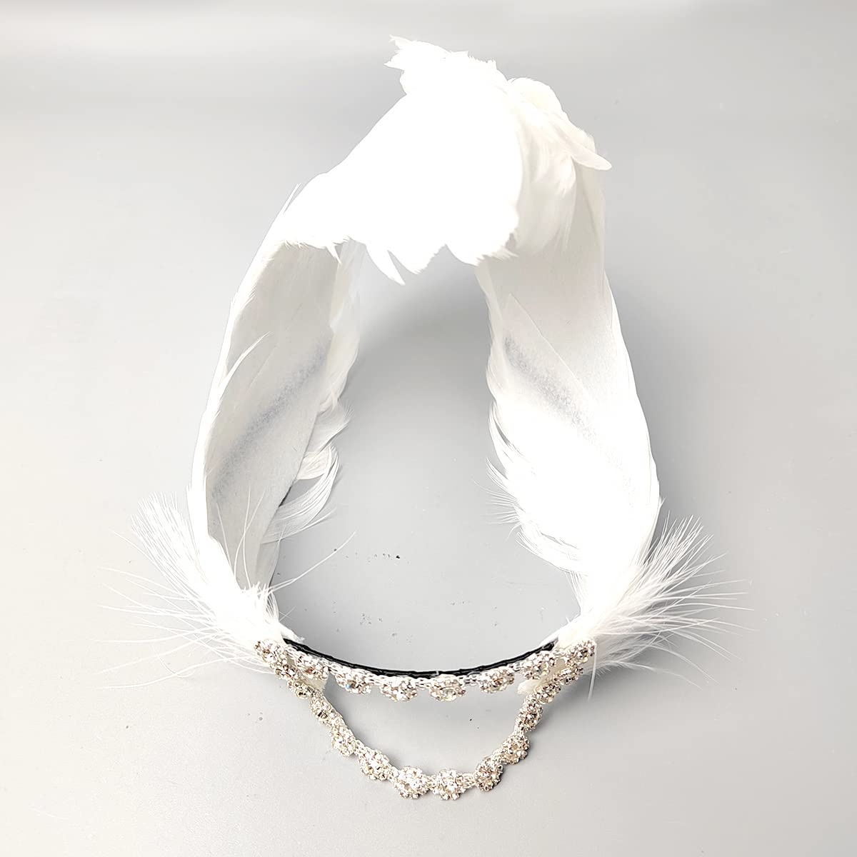 MTPLOP Classic White Feather and Diamond Hair Band for Ballet Dancers Swan Lake Dance Costume Hair Accessories (White, Use by children)