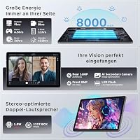 Raemond 11 Zoll Android 16 Tablet mit Gemini AI, T7250 Octa-Core, 24 GB RAM + 256 GB ROM(2 TB TF), 16 MP + 8 MP, 1920 x 1200 IPS HD-Display, 8000 mAh, Widevine L1, GMS,GPS, 2-in-1-Tablettes Grau – Ansicht 6