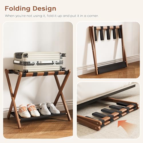 Fully Assembled Bamboo Luggage Racks Set of 2