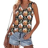 Bunny Shirts for Women Sleeveless Workout Tops for Women Bunny Print V Neck Wrinkle-Resistant Casual Tshirts Fashion Casual Tunic Blusas De Mujer De Moda En Oferta