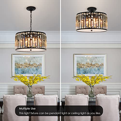 5-Light Crystal Chandelier Dining Room Light Fixture, 20