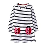 FreeLu Toddler Girls Cartoon Dress Cotton Longsleeve Casual Tulle Party Dresses(3T,Ladybug)