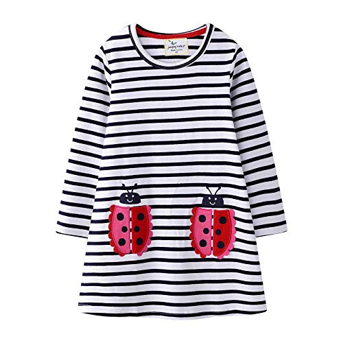 Freelu Toddler Girls Cartoon Dress Cotton Longsleeve Casual Tulle Party Dresses(3T,Ladybug) #TOP28