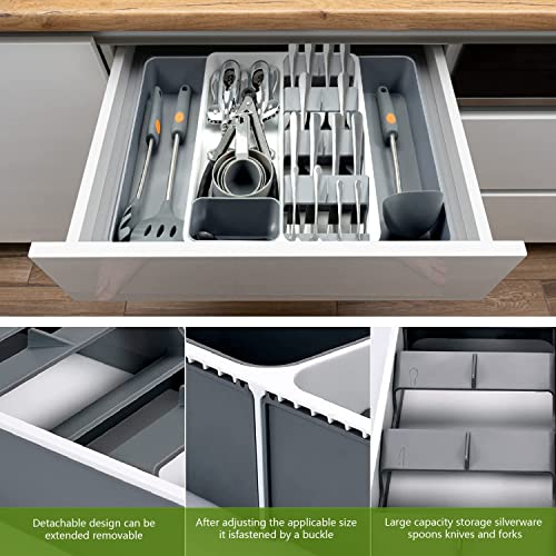 Expandable Silverware Drawer Organizer,Adjustable Kitchen Drawer Organizer With 8 Compartments,Compact Utensil Organizer,Multi-Purpose Cutlery Organizer,Large Capacity Utensil Tray For Spoons,Knives #TOP3
