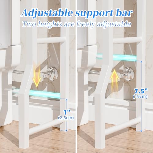 Simple Trending 4 Tier Over The Toilet Storage with Drawers, Heavy Duty Bathroom Stand Organizer Metal Shelves for Laundry, White - Image 4