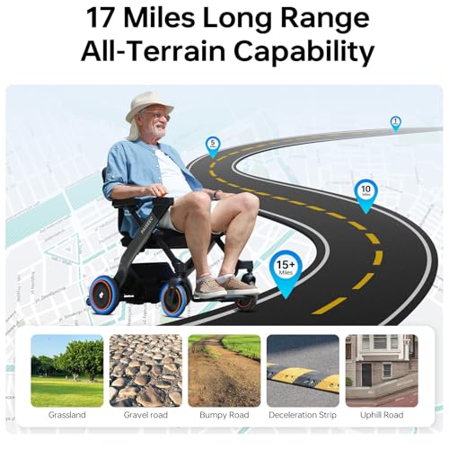 Paiseec 3-in-1 Electric Wheelchair with Push-Assist, Power Wheelchair for Adults and Seniors, Easy Operation and Folding, Airlines Approved, Foldable Wheel Chair for Travel, Indoor & Outdoor Use