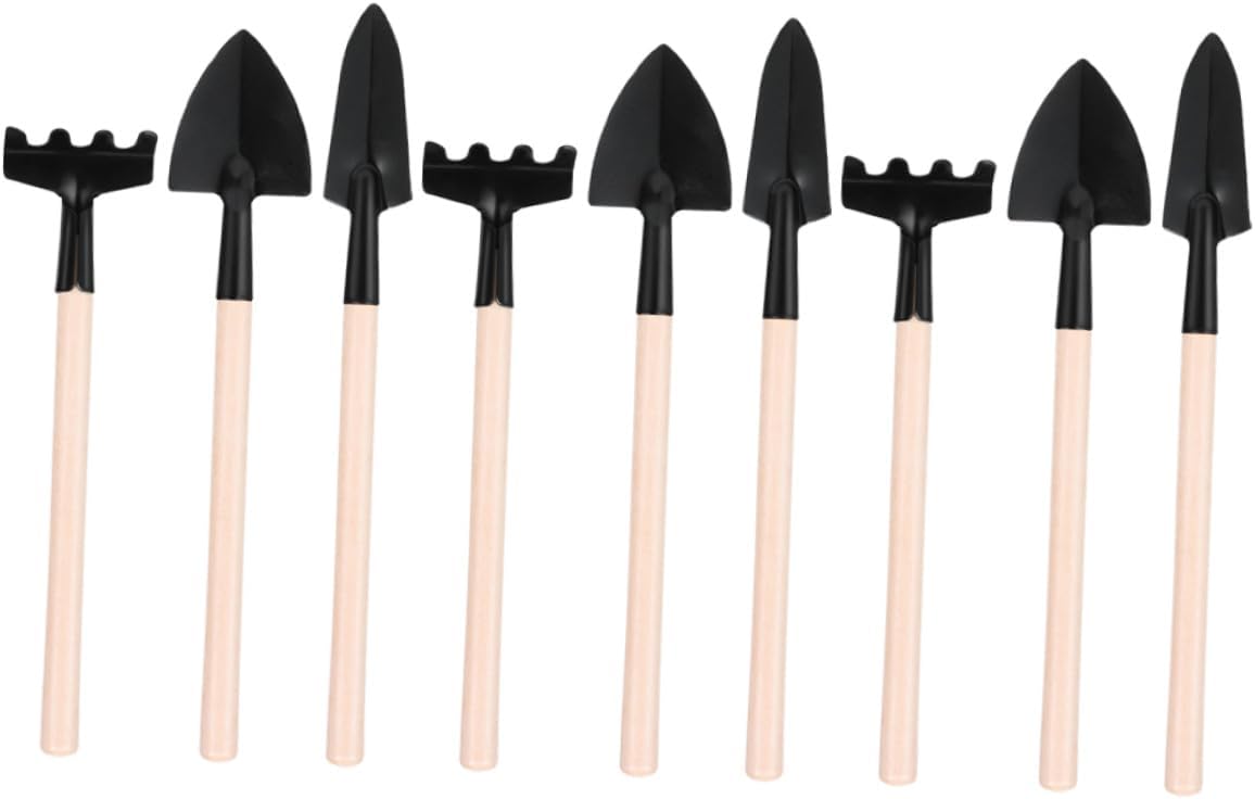 VICASKY 9pcs Mini Garden Hand Tool Set with Shovel, Rake, and Trowel for Bonsai and Potted Plant Cultivating, Compact Gardening Tool Kit for Indoor and Outdoor Planting