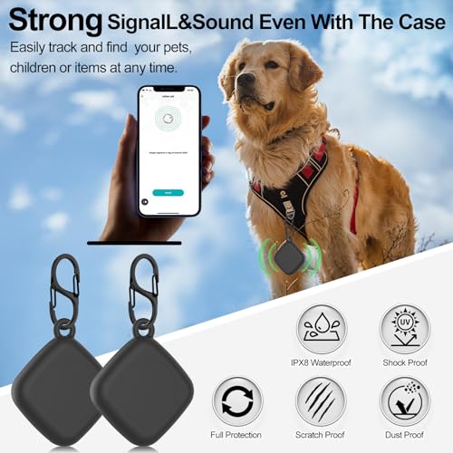 Silicone Case for Life360 Tile Tracker 2 Pack, for Tile Mate 2022 Full Body IPX8 Waterproof and Anti-Scratch Protective with Carabiner for Kids, Keys, Luggage, Cat/Dog Collar Tag (Black+Black) by SGHLDE - Used condition - Image 6