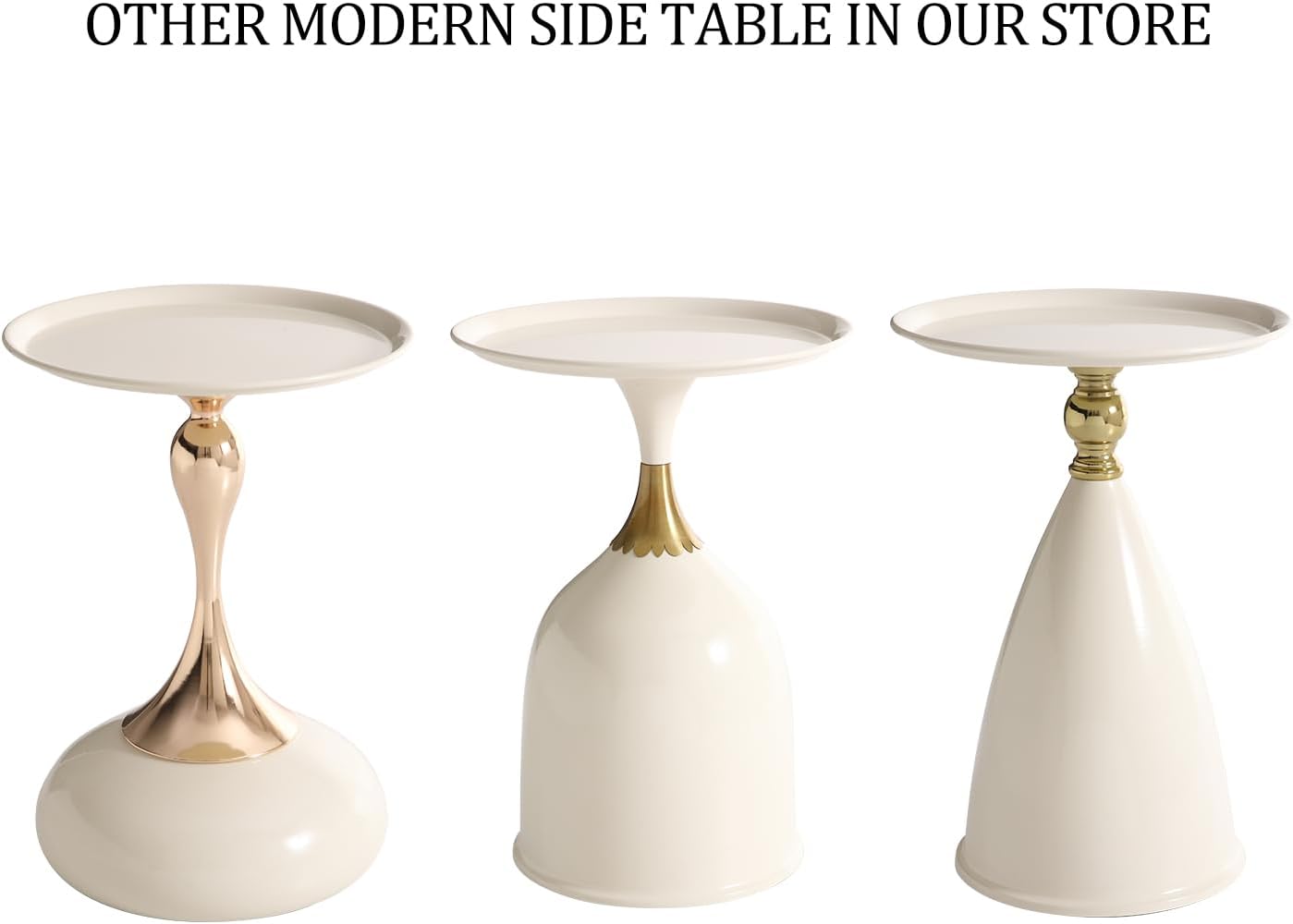 Small Round Side Table for Small Spaces, White Pedestal Modern Couch End Table for Living Room, Unique Accent Sofa Drink Table Metal Martini Table for Recliner, Bedroom