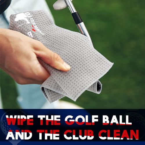 Hosuly 6 Pcs Embroidered Funny Golf Towel with Clip Golf Gifts for Men Golf Bag Accessories for Balls Dad Husband Fathers Boyfriend Club Fan Birthday Gift, 6 Colors - Thumbnail 4
