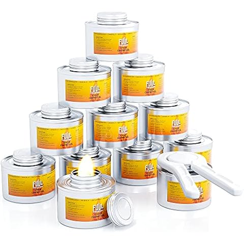 6 Hour Chafing Fuel | 12-Pack Cans for Chafing Dishes | Premium Food Warming Wick Set with Lid Opener | Burner Cans With Steady, Controlled Flame Cover