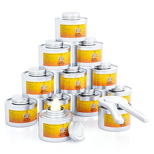 FUUL – Chafing Fuel Dish Burner Cans - 12 Pack - Chafing Dish Fuel Cans Burners To Keep Food Warm with 6-Hours Burning Capacity - Cooking Fuel For Chafing Dishes - 1 Opener Included for Opening Seal