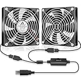 GDSTIME Quiet Dual 120mm USB Fan with Speed Control, DC 5V Powered...