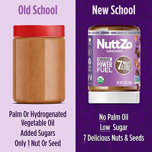 Organic Dark Chocolate Power Fuel by NuttZo | 7 Nuts & Seeds Blend, Paleo, Non-GMO, Gluten-Free, Vegan, Kosher | 2g Sugar, 6g Protein | 12oz Jar - Thumbnail 3