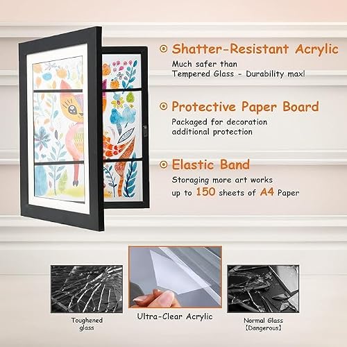 [3-Pack] Kids Artwork Frames Changeable 8.5x11-IN Frames Front Opening, Home Decor, Up to 150 Pcs of Kids Art Frame, Craft Storage, Hanging Wall Décor - Thumbnail 6
