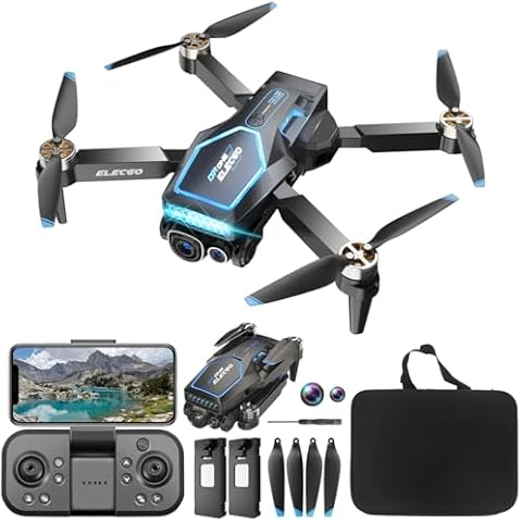 ELECGO Mini Drone with Camera, FPV Foldable Brushless Motor Drone, 1080P HD Electrically Adjustable Dual Lens, One Key Take Off/Land, 360° Flip, Optical Flow Positioning Drone for Beginner, Adult, Kid Cover