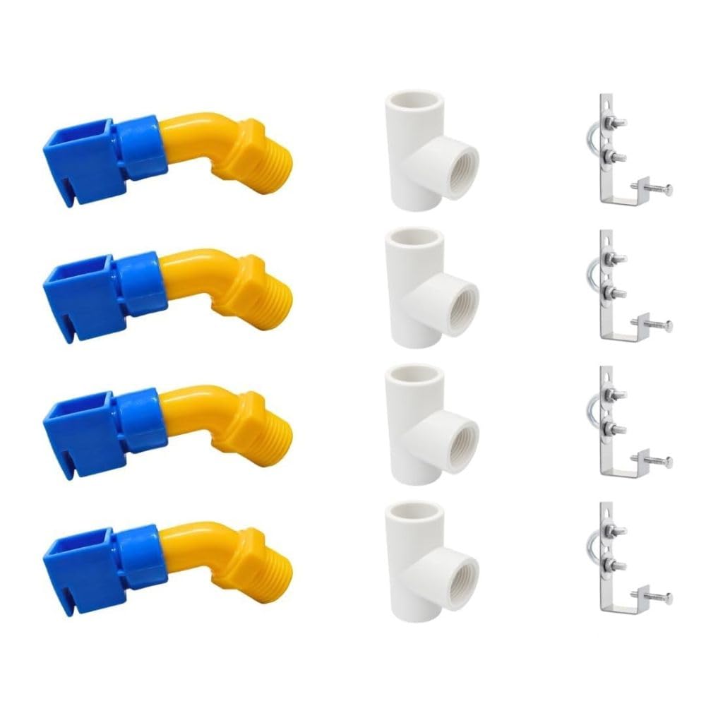 Solar Panel Cleaning Kit Sprinkler System with 1/2-Inch PVC Nozzles, Tee Connectors & L-Type Clamps for Rooftop and Ground Solar Panels (12)-image-21