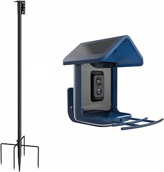Bird Feeder with Camera Solar Powered with Onlyfly Bird Feeder Pole Stand 74.5 in