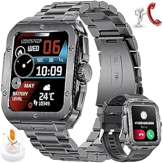 LIGE Military Smart Watch for Men with Bluetooth Dail Calls Speaker, 1.85'' HD Outdoor Tactical Watch with 20 Sport Modes/Heart Rate/SpO2/Blood Pressure, IP67 Waterproof Smartwatch for iOS Android