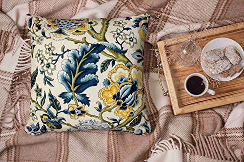 Shorping Good, Zippered Pillowcases 20X20Inch Throw Pillow Covers Floral Jacquard Print Blue Yellow Hues For Home Sofa Bedding #TOP2
