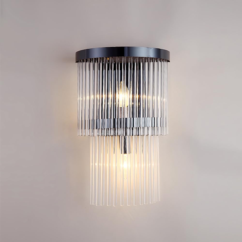 10 inch Crystal Wall Lamp Sconce, Luxury Modern Bathroom Vanity Mirror Light Wall Light Fixture for Bedroom Living Room Dining Room Wall Flush Mount Gold Indoor Lighting, Included Bulb