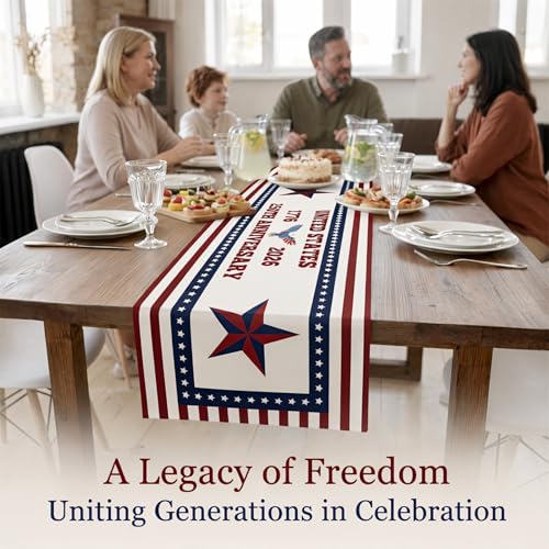 4th of July Decorations - 250th Anniversary USA Patriotic Table Runner | 1776–2026 America Merchandise Fourth of July Accessories Decor for Home Indoor Outdoor Party Supplies by OHOME - Used condition - Image 5