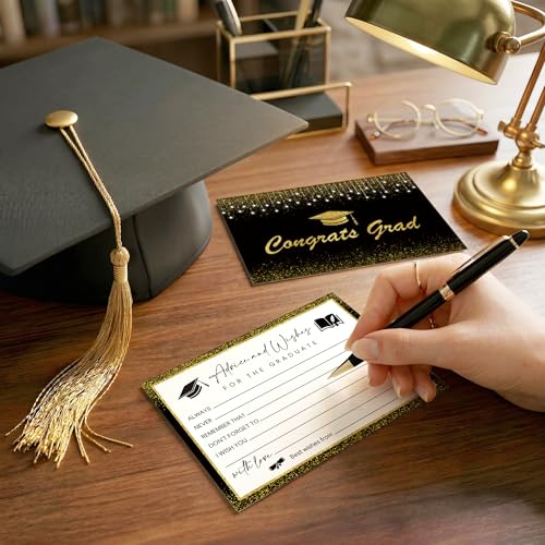 JOETMAE 50PCS Graduation Advice And Wishes Cards For Graduate 2026 Graduation Advice Cards For High School, Senior School, College Grad Celebration Party Supplies(Black Gold) — view 3