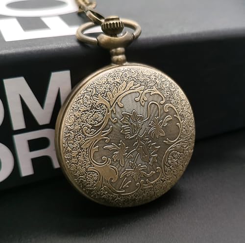 Top Fashion Watches Vintage Bronze Steam Train Mens Kids Quartz Gift Pocket Watch with Chain