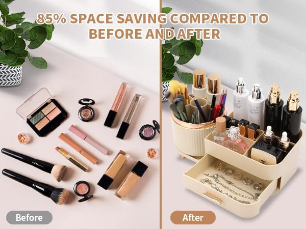 Miniatura 2 de Molutsody Organizador de maquillaje para tocador, vitrina de cosméticos con cajones, se adapta a maquillaje, productos de cuidado de la piel,