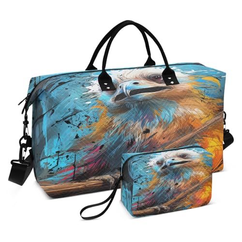 Watercolor Artwork Sloth Sports Swim Gym Bag Weekender Duffel Travel Bags Handbag with Makeup Storage Bag for Girls Men