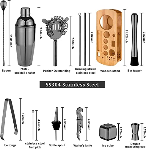 Kit de bartender con coctelera de acero inoxidable miniatura 2