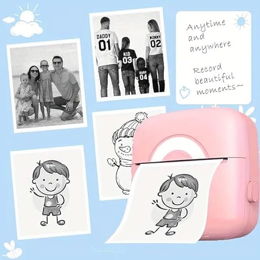Image of SEZNIK Mini Printer, Inkless, Bluetooth, Portable Printer, Compatible with Android, iOS Mobile, Laptop. 1 Year Warranty (Mini-C13-Pink)