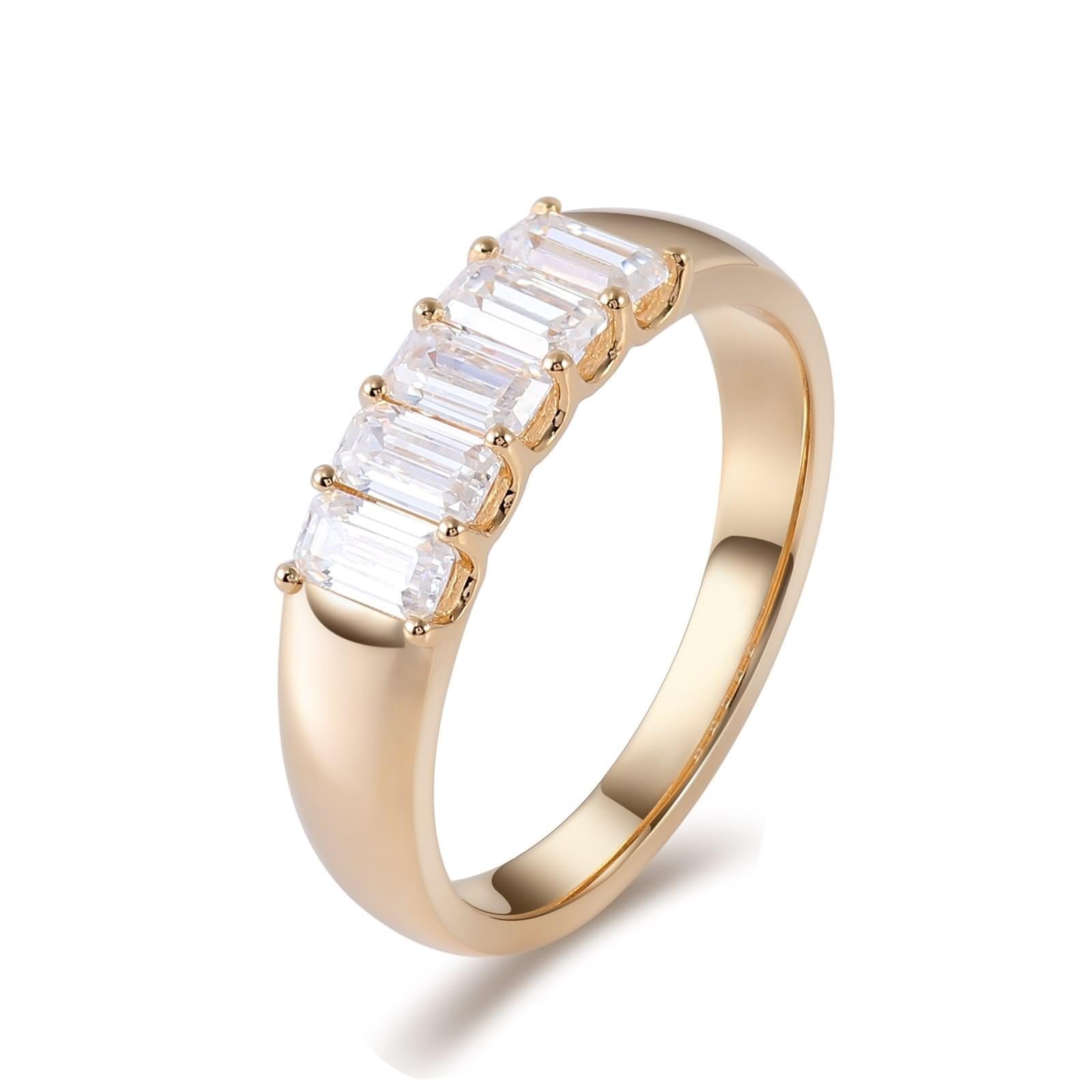 Anello da donna, anello rettangolare con taglio smeraldo moissanite mamma regalo