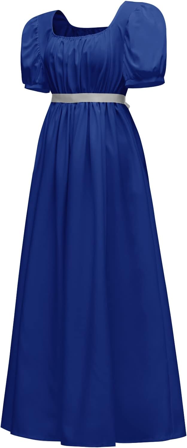 Abaowedding Regency Dresses for Women Victorian Tea Gown Dress with Satin Sash Vintage Ball Gown Ruffle Puff Sleeve