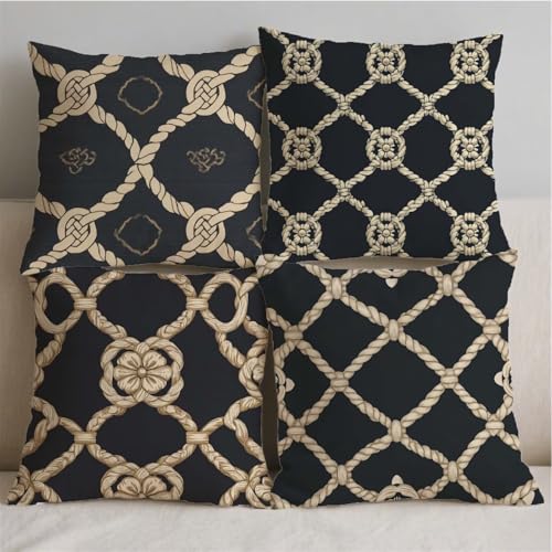 Housse coussin 80x80cm aspect lin de qualité supérieure pour décoration extérieure