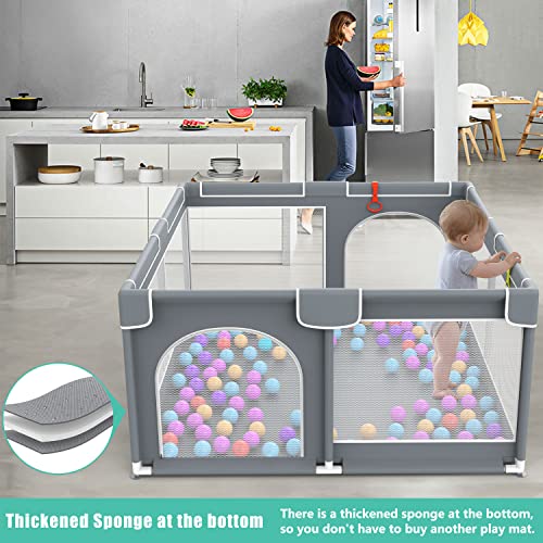 Baby Playpen , Baby Playard, Playpen For Babies With Gate Indoor & Outdoor Kids Activity Center With Anti-Slip Base , Sturdy Safety Playpen With Soft Breathable Mesh , Kid's Fence For Infants #TOP1