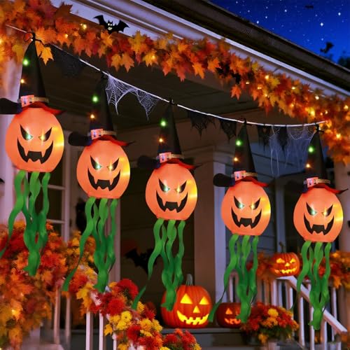 CNMTCCO Halloween Deko,5 Stück Kürbisbeleuchtung,IP44 wasserdicht & batteriebetrieben… – Ansicht 5