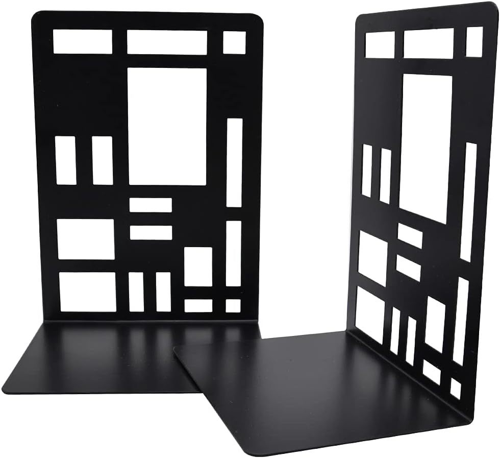 SIPLIV Minimalist Style Bookends Metal Adjustable Non Skid Books Holder Stand Book Rack Desk Bookends for School Library - Image 4